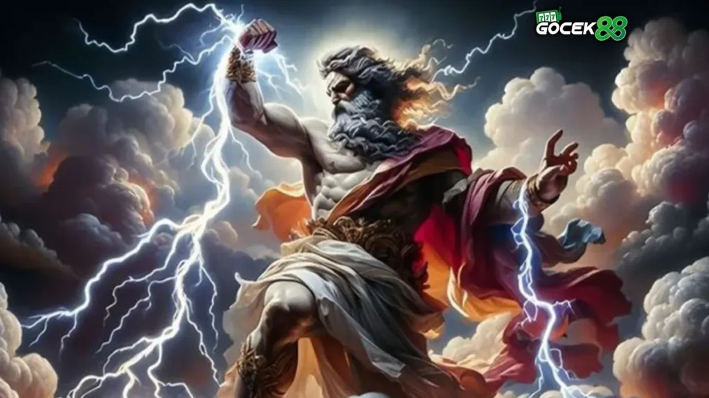 dewa zeus memegang petir