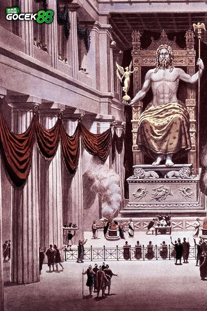 mempersembahkan korban di kuil zeus